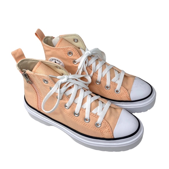 Converse Chuck Lugged Lift Hi Platform Sneaker Kids Women's Coral Canvas A03968C - Picture 3 of 9